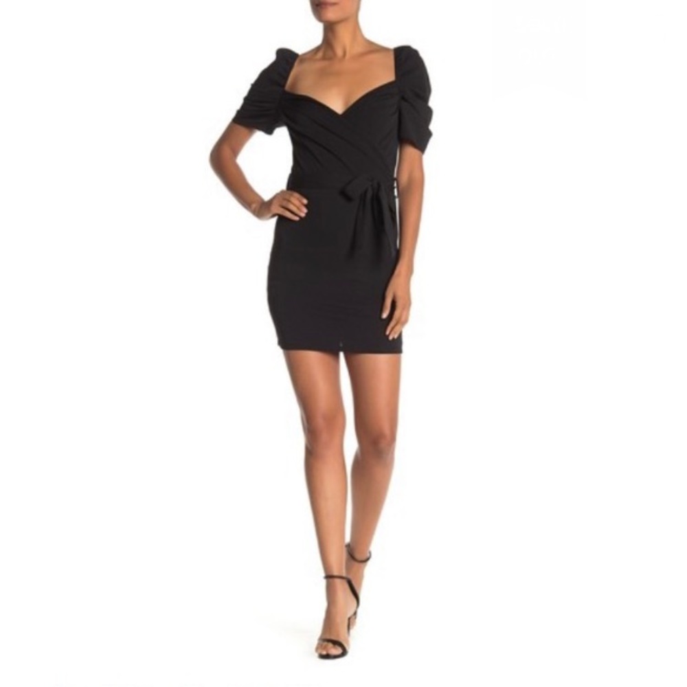 Max & Ash Black Wrap Puff Sleeve Dress - Picture 2 of 8
